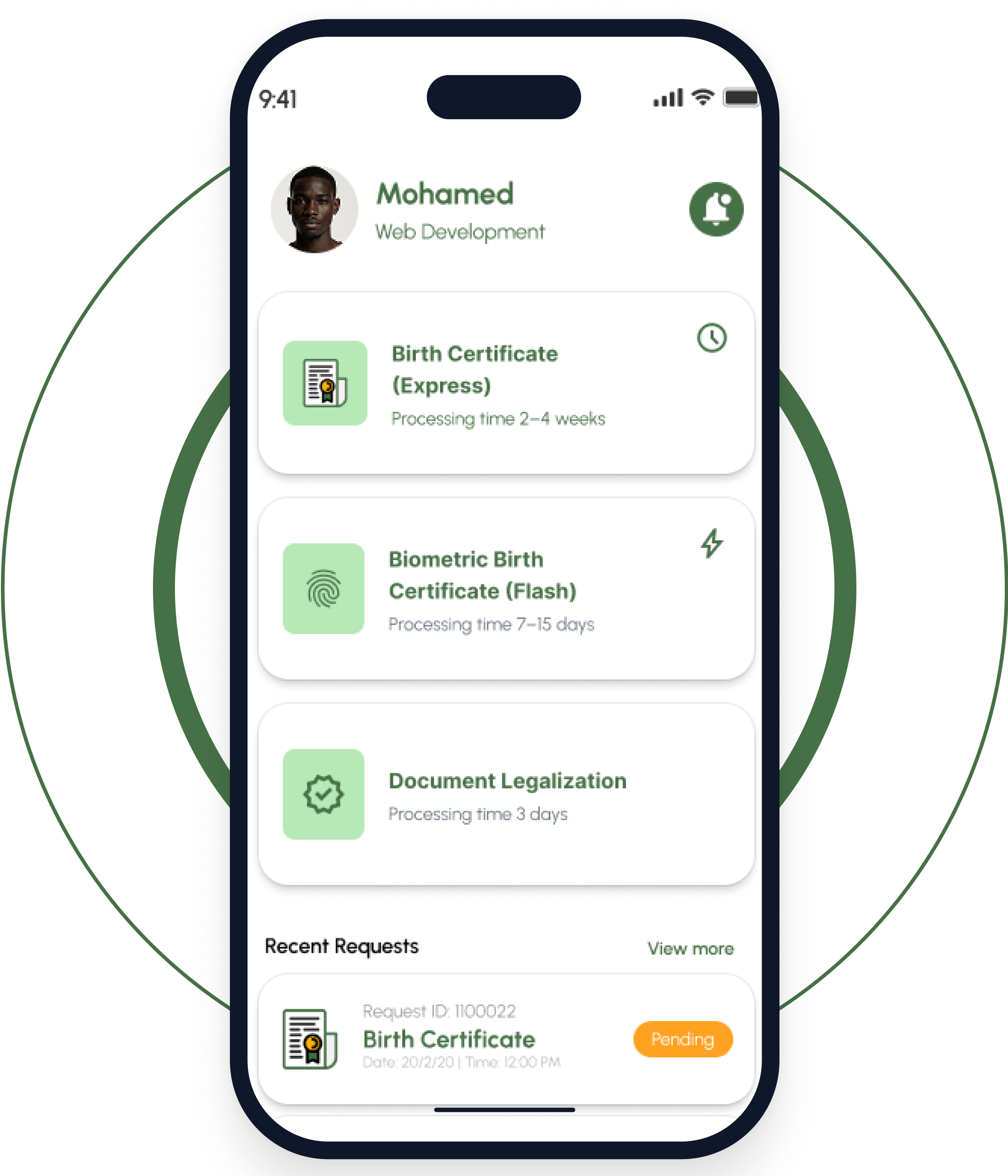 Hero phone mockup demonstrating document processing
